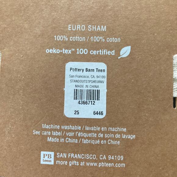 POTTERY BARN TEEN Pillow Sham Stand Out Stripe Euro Sham Blue Gray In Package - Picture 3 of 3